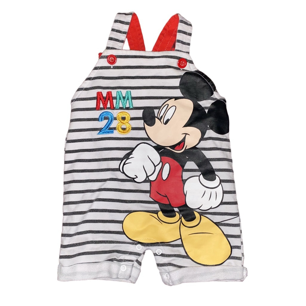 Disney Baby Mickey Mouse Striped Overalls 12 Months White Black